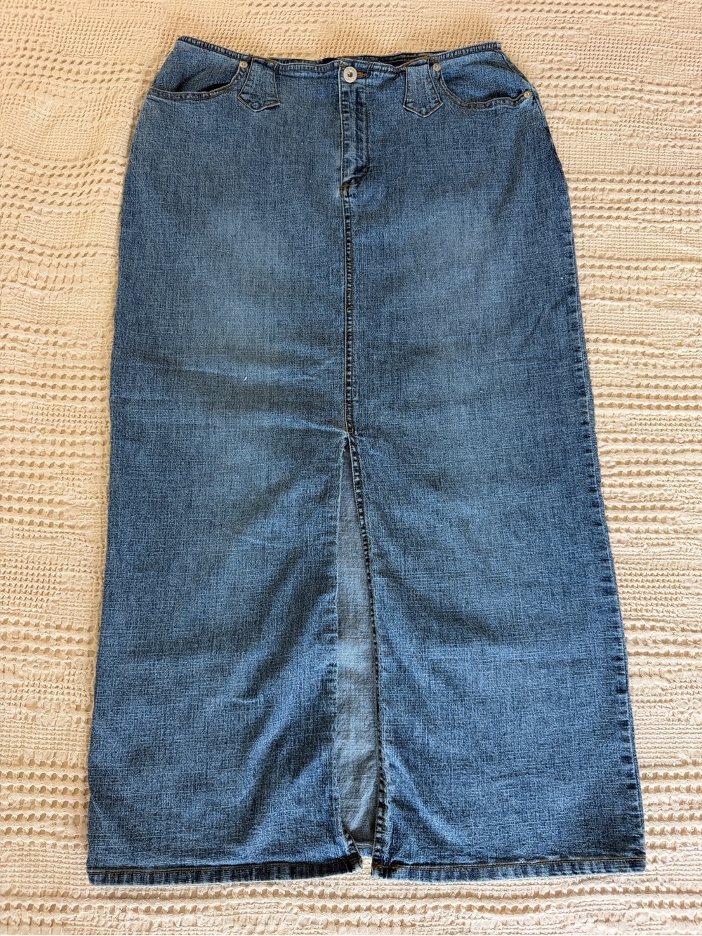 Y2K LA Blues Denim Maxi Skirt | 90s Vintage